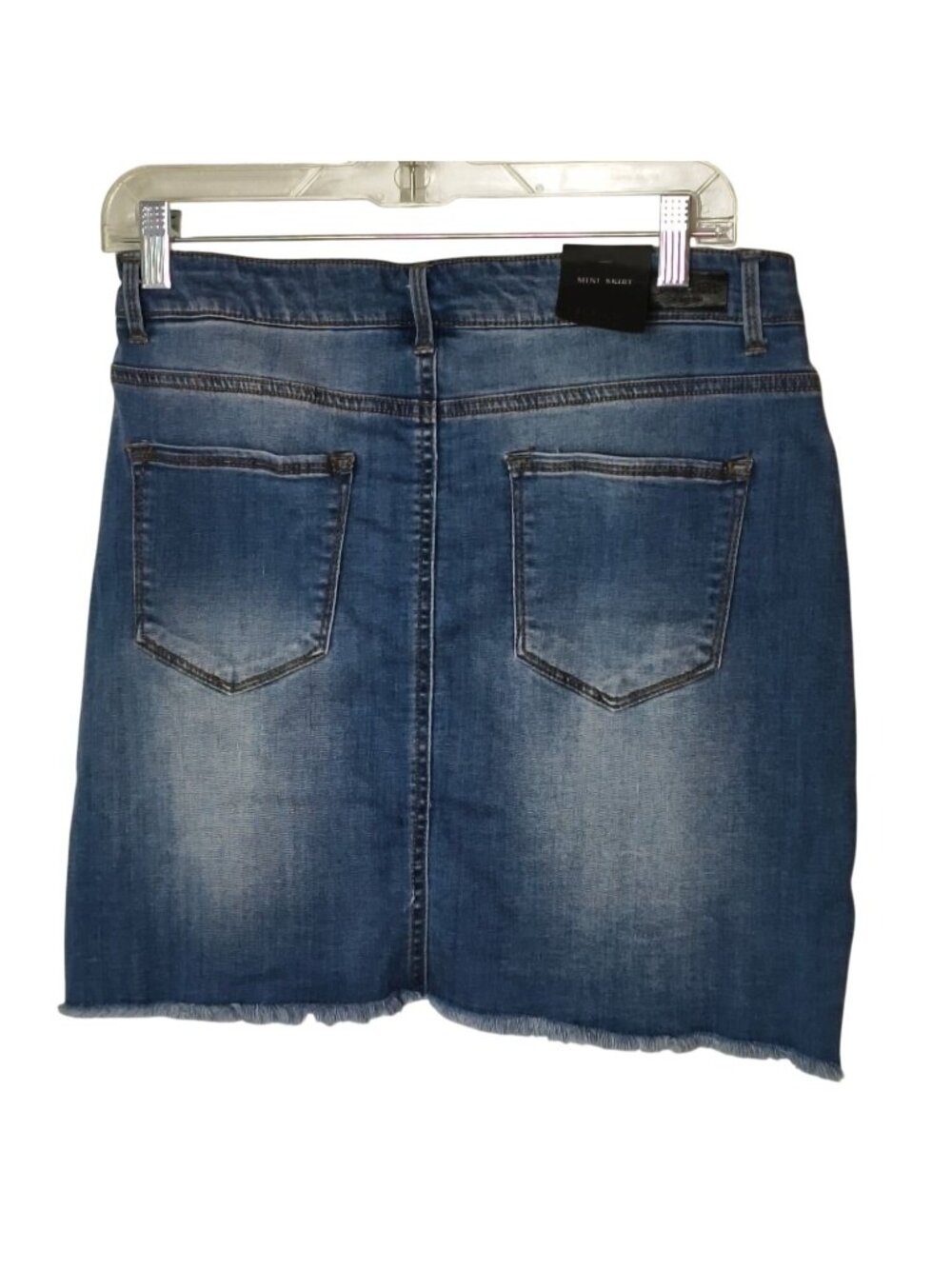 Black Label Cest Toi Womens L Mini Skirt Frayed Hem Denim Stonewash Blue Grunge - Picture 3 of 8